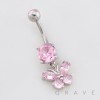 MULTI CZ BUTTERFLY DANGLE BELLY BUTTON NAVEL RING 316L SURGICAL STEEL